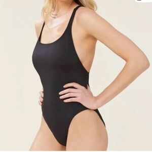 Marine Layer and Andie Ribbed Classic Black Women's Swimsuit